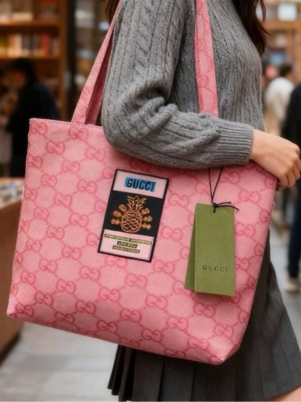 Gucci GG pink tote bag